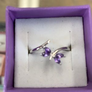 Sterling silver dipped in Rhodium purple butterfly